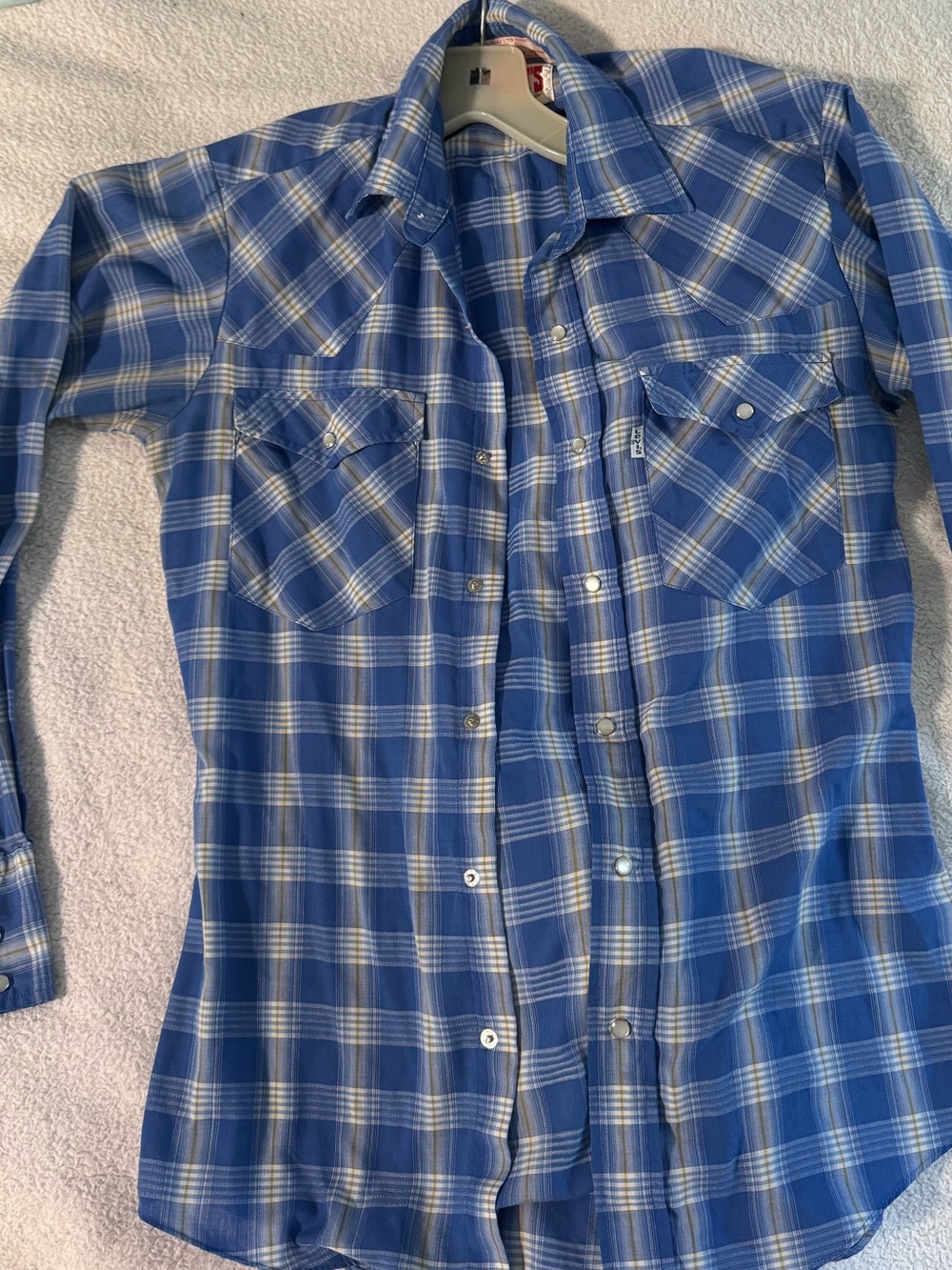 Levi's Blue and White Plaid Casual Button-Down Shirt